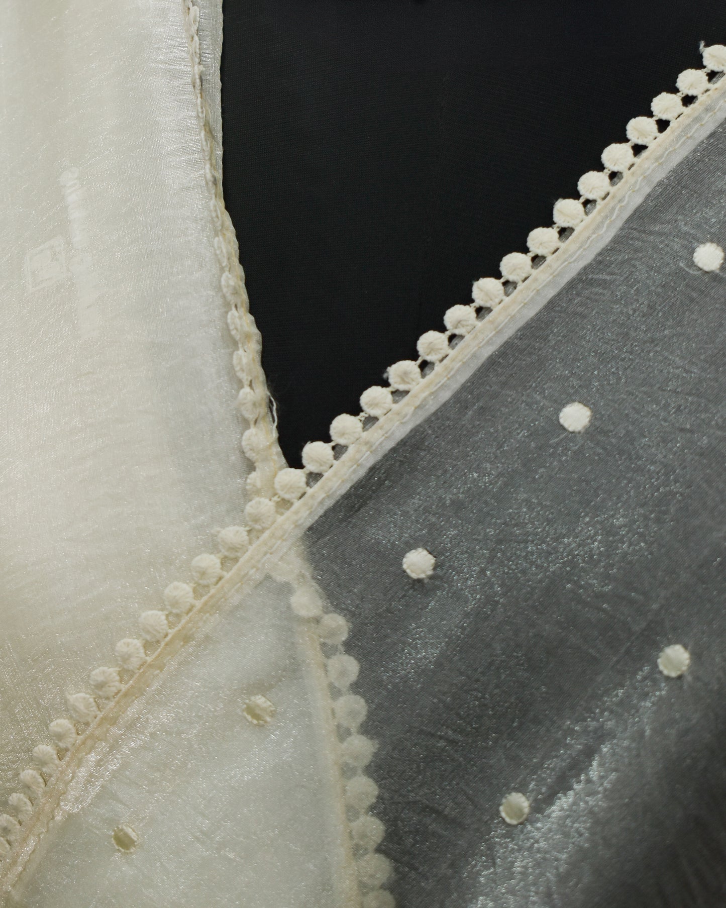 Haans - White Organza Saree with scallop work