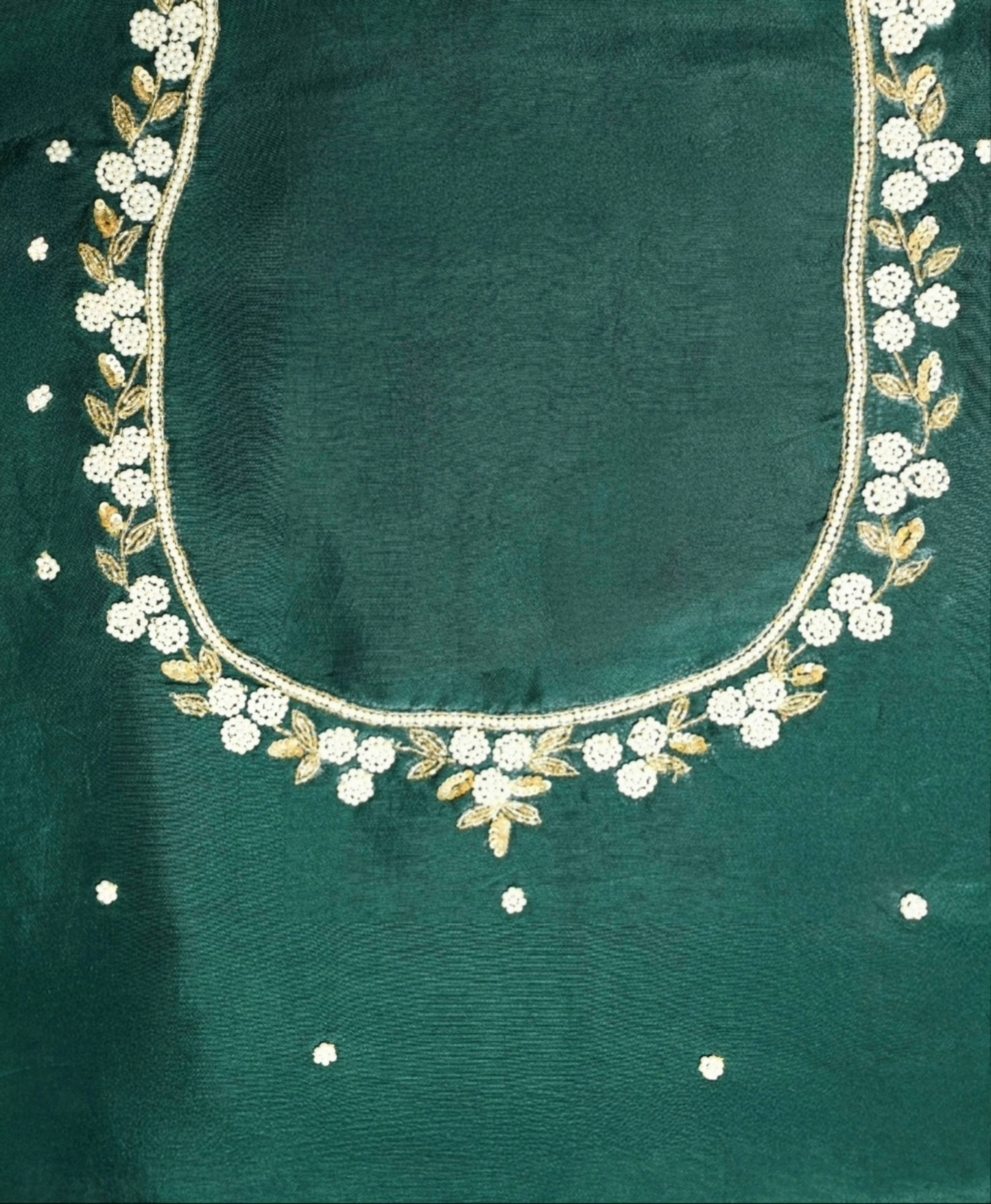 Zariya - Bottle Green Pure Organza  Saree with Hand work