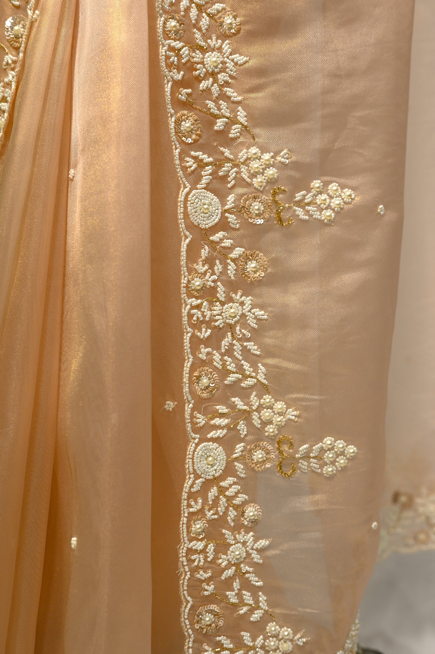 Gulabi - Designer Tissue Saree with Hand Work