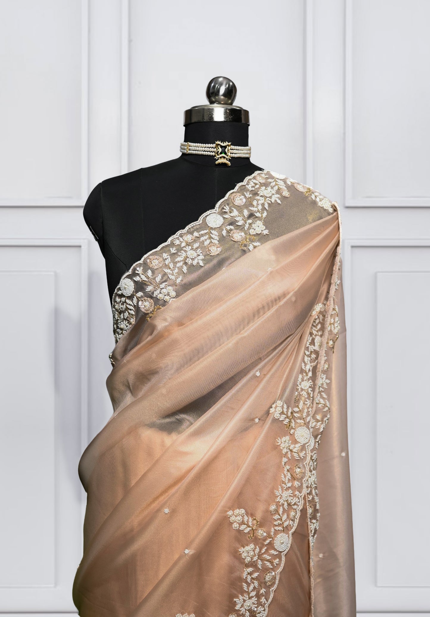 Gulabi - Designer Tissue Saree with Hand Work