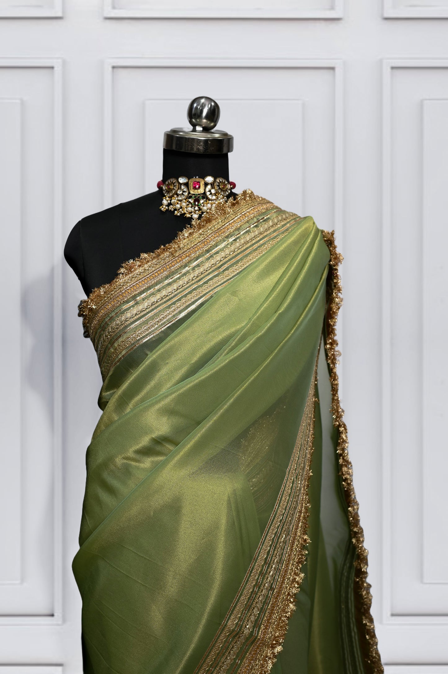 Swaragini Tissue Saree - Green Dual tone (Copy)