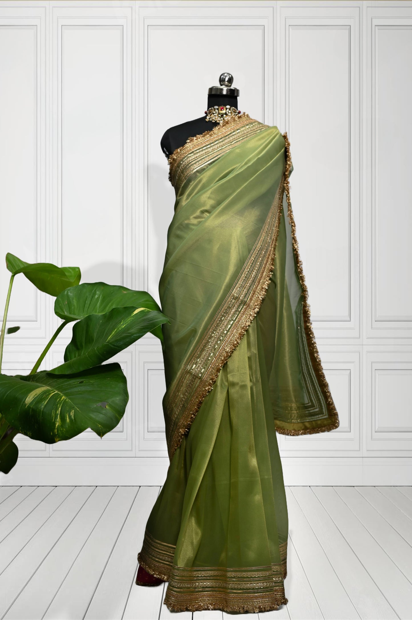Swaragini Tissue Saree - Green Dual tone (Copy)
