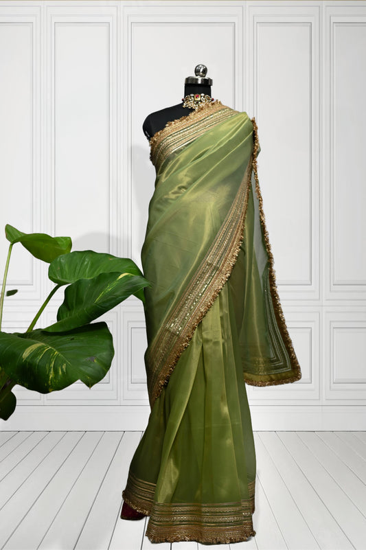 Swaragini Tissue Saree - Green Dual tone (Copy)