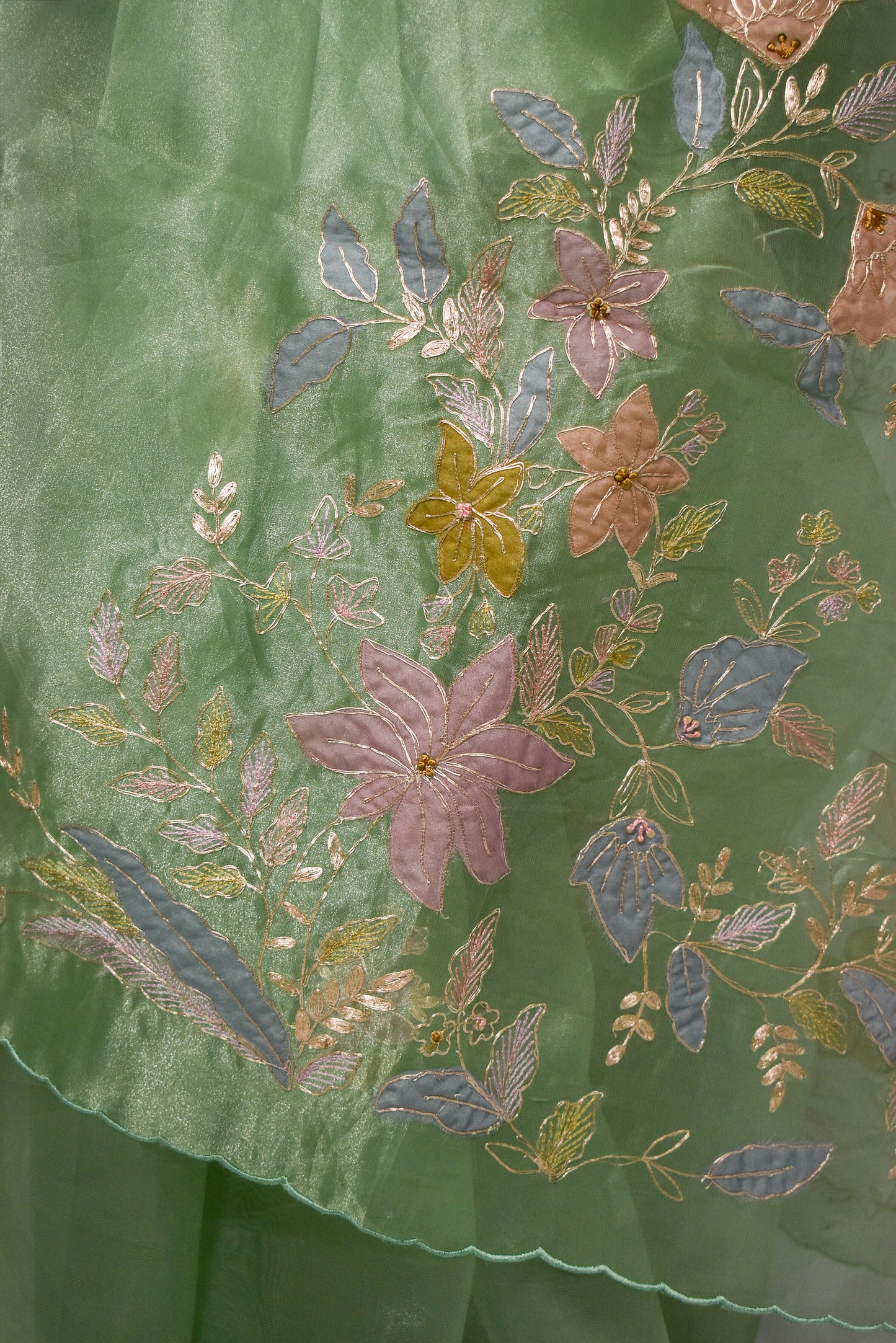 Aarya - Pure Organza Green Saree with Zari work