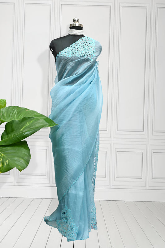 Blue Organza Saree