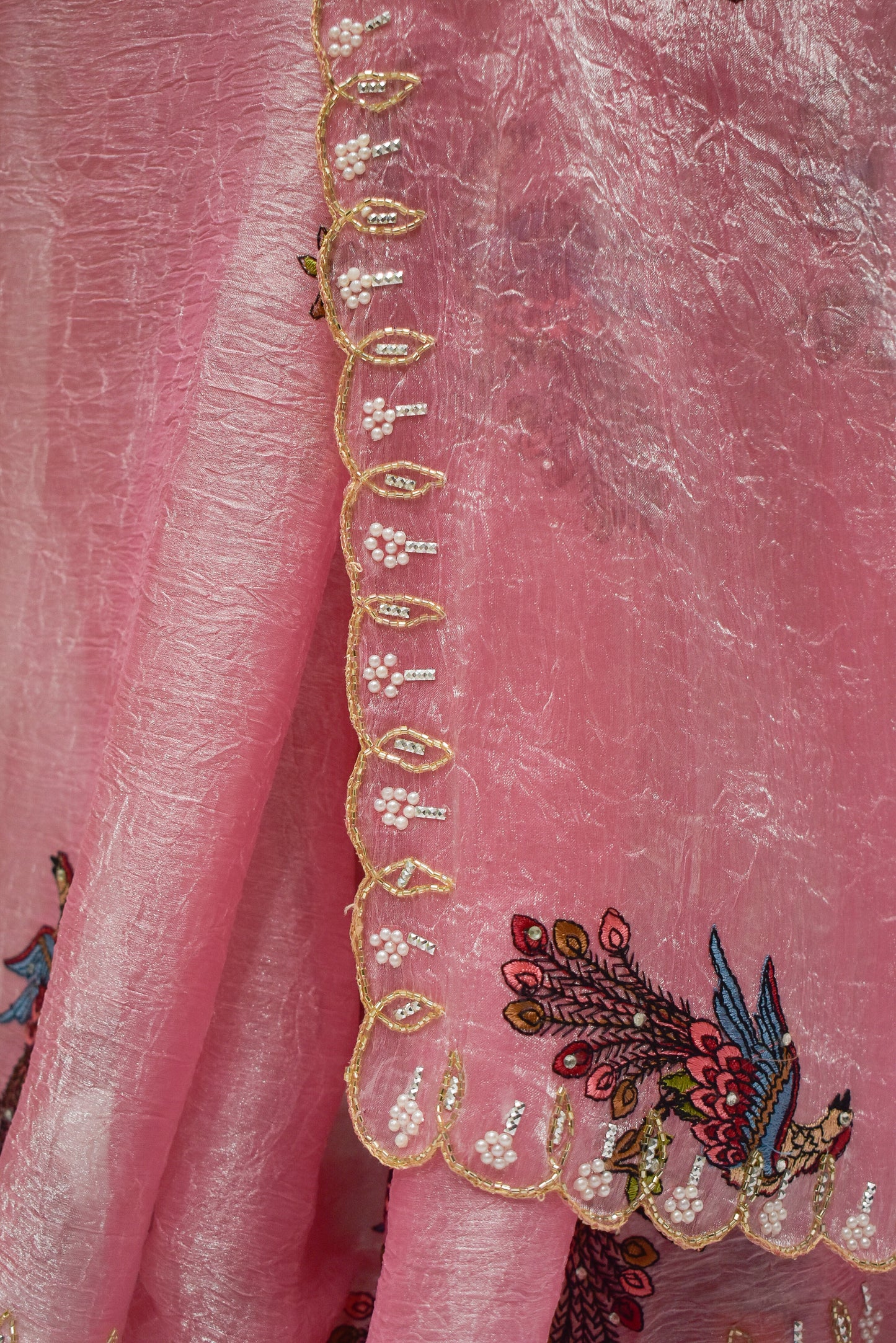 Peach Pink Fancy Tissue Saree