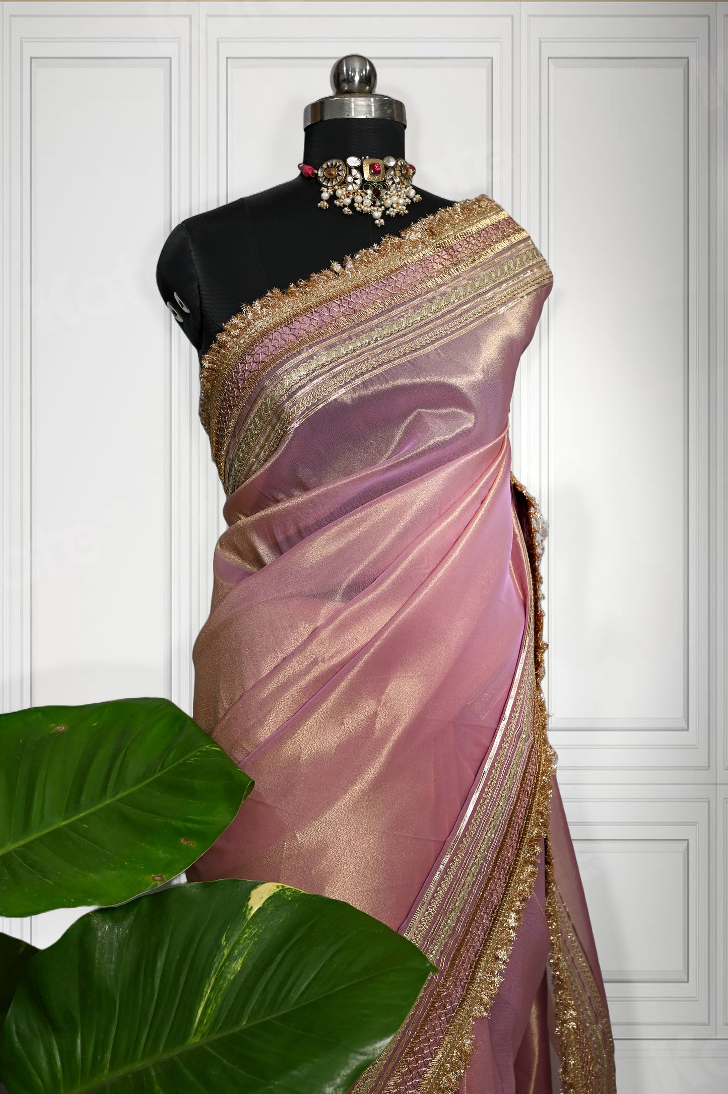 Swaragini Tissue Saree - Mauve Dual tone