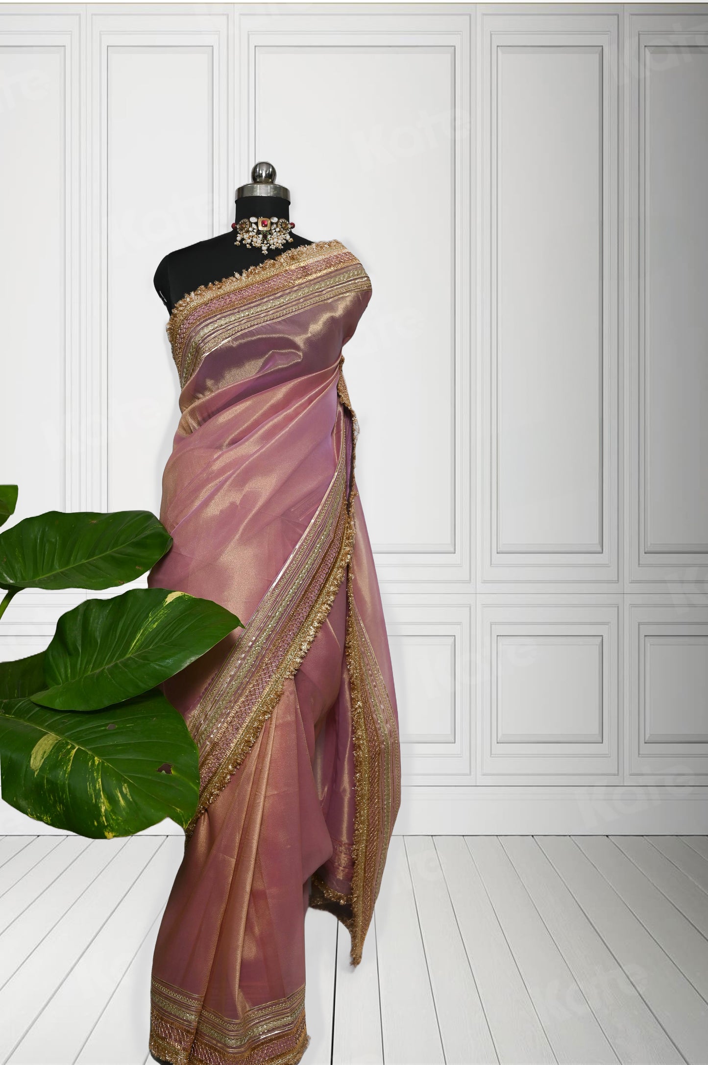 Swaragini Tissue Saree - Mauve Dual tone