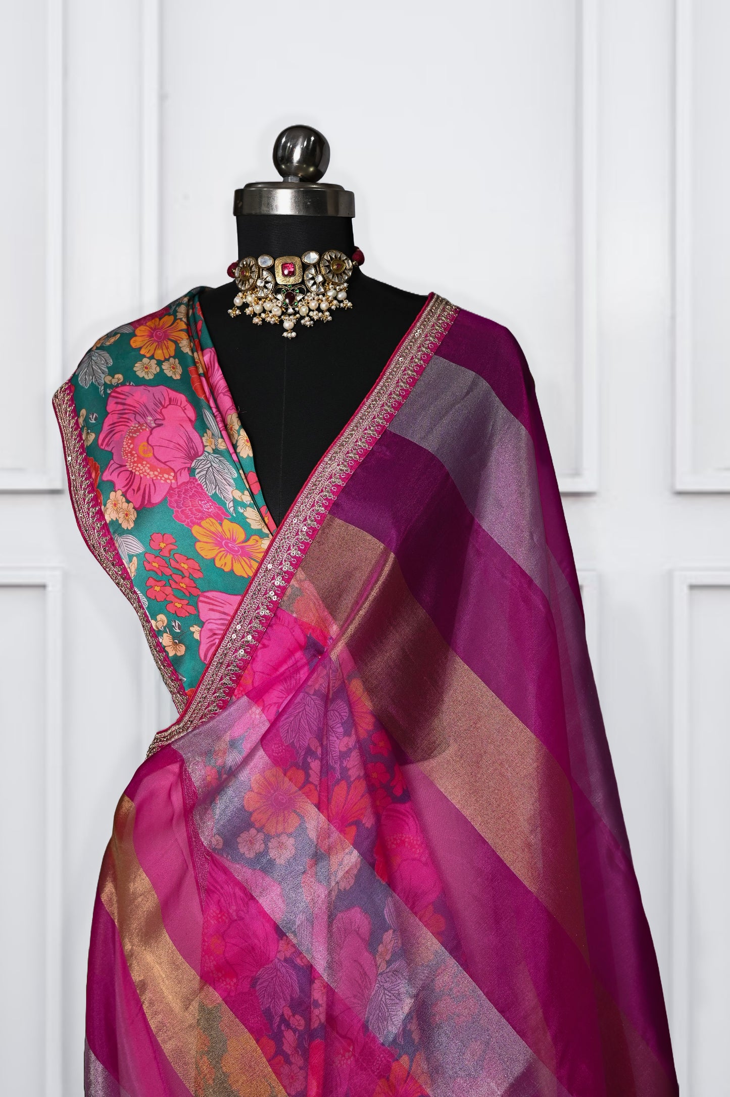Noor - Pure Tissue Pink Saree with Border
