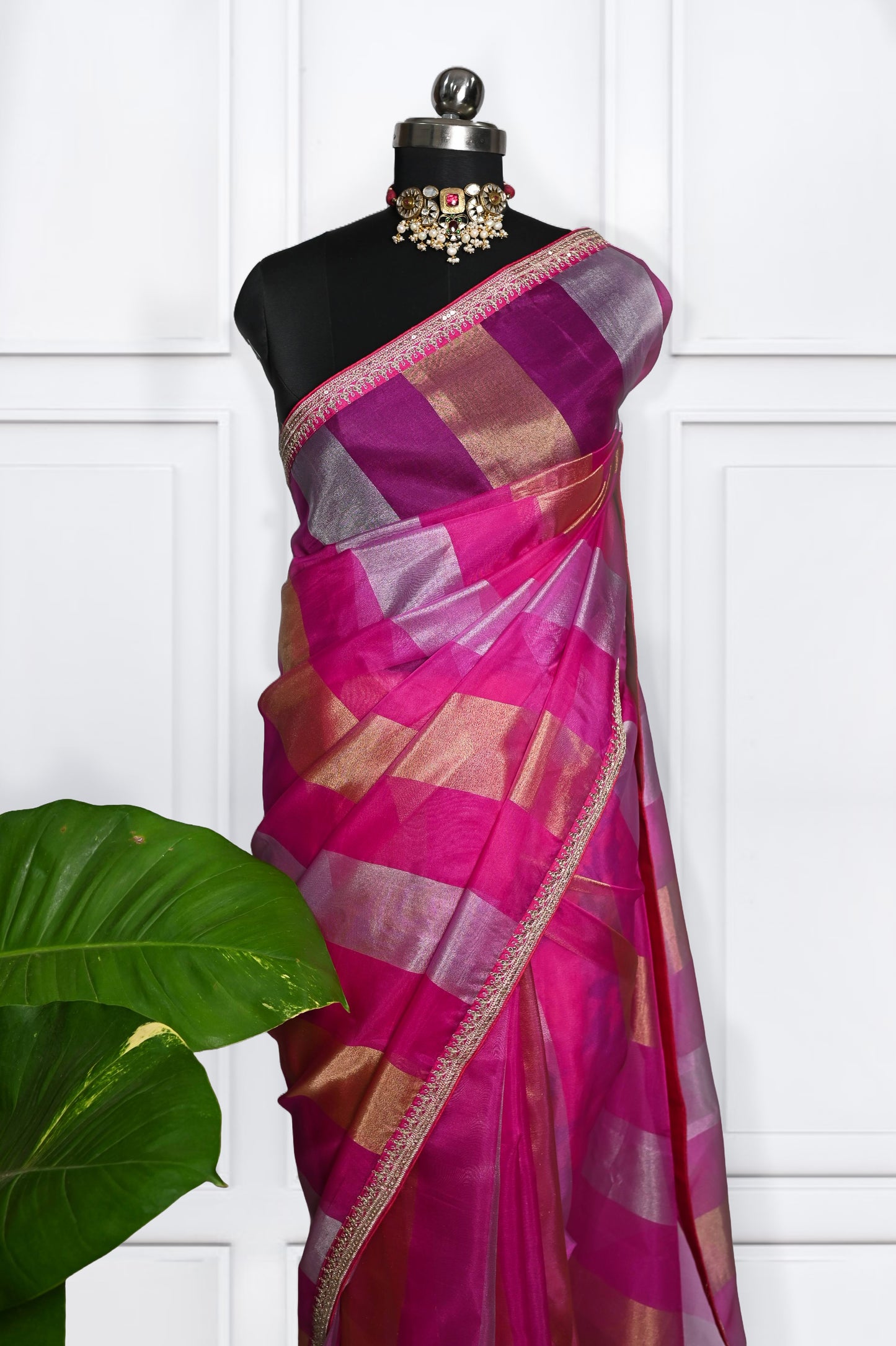 Noor - Pure Tissue Pink Saree with Border