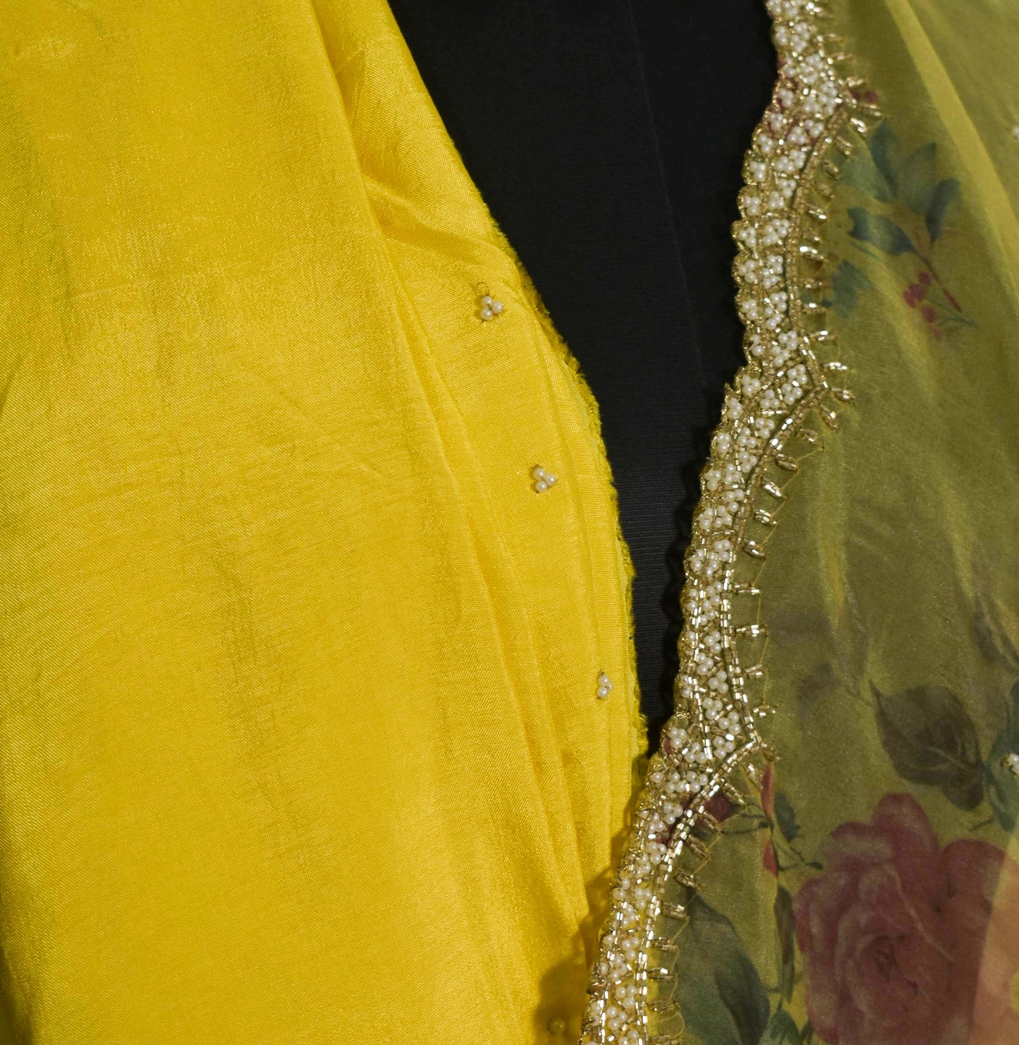 Sree - Yellow Floral print Pure Organza Saree