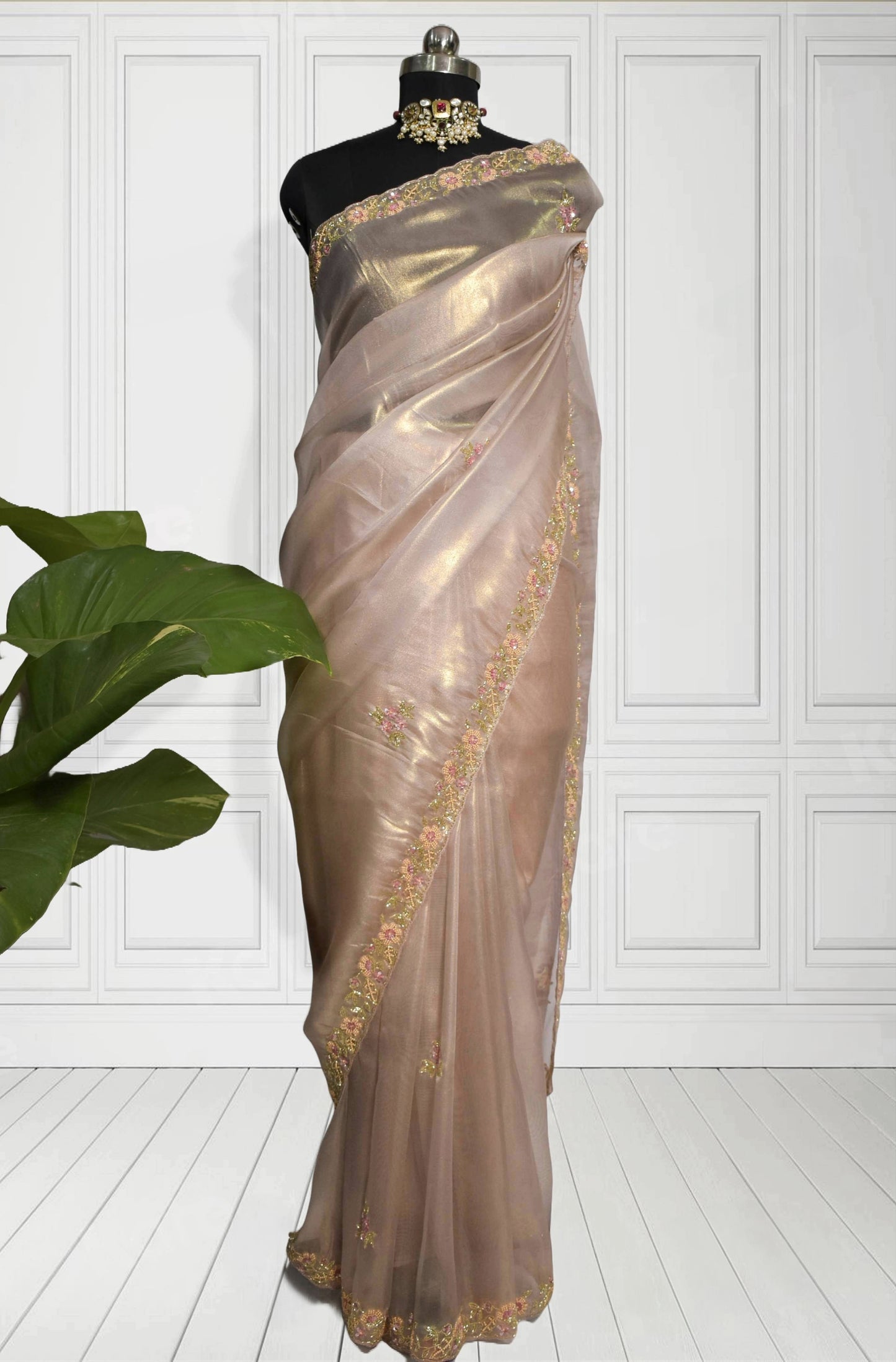 Heer - Designer Tissue Saree with Hand Work